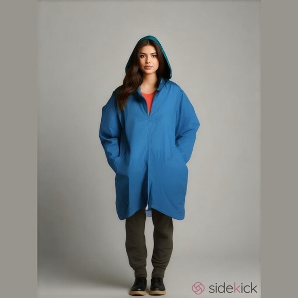 Woman Within Jackets & Blazers - Woman Within teal turquoise hooded rain jacket plus size 3X